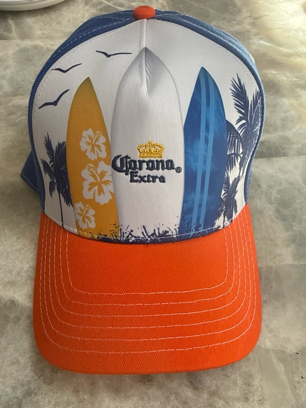 New Orange & Blue Surf Corona Trucker Hat